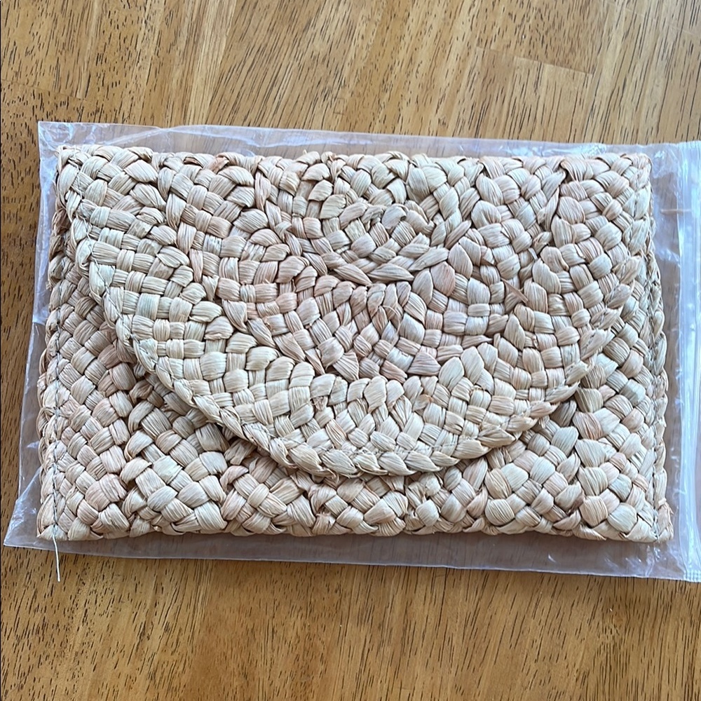 Woven Tan Clutch Bag